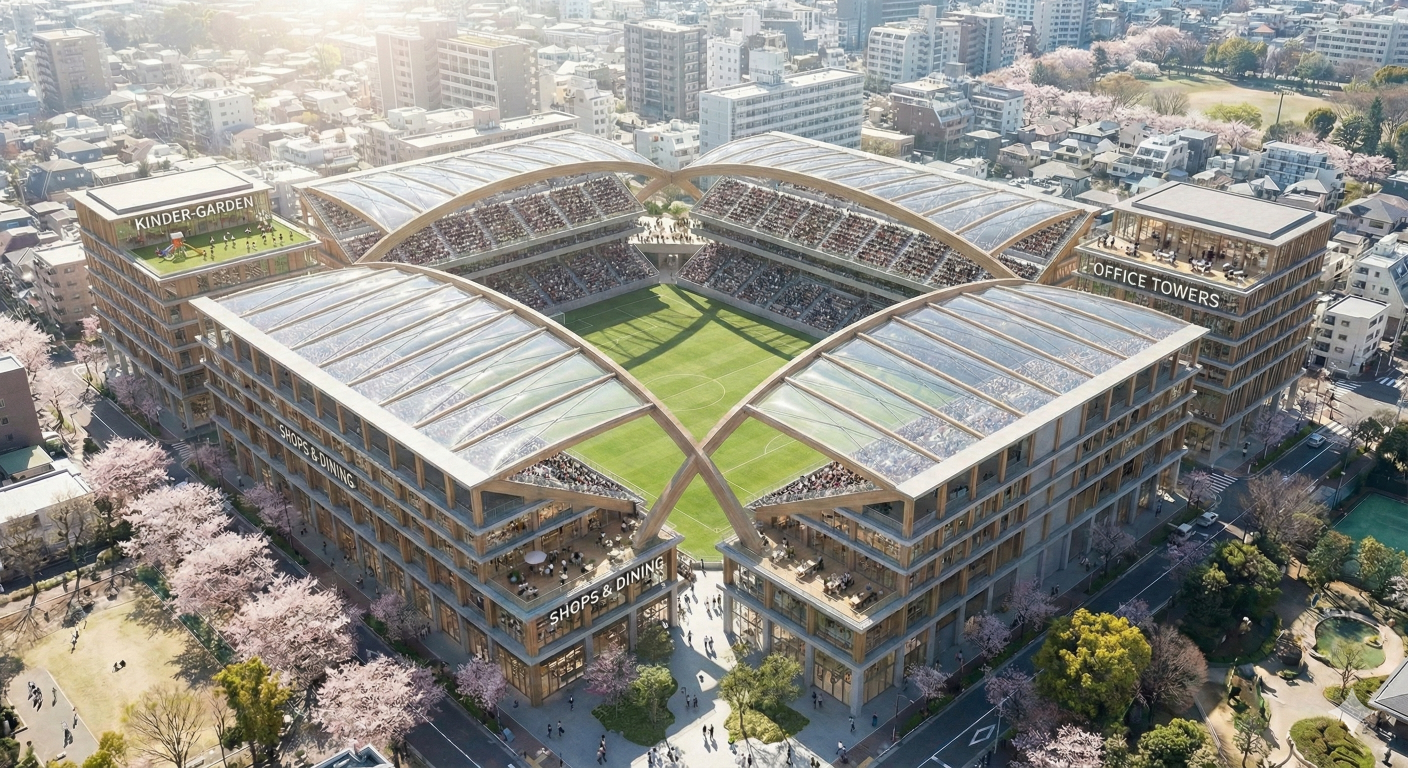 天然芝ピッチで遊ぶ子どもたち